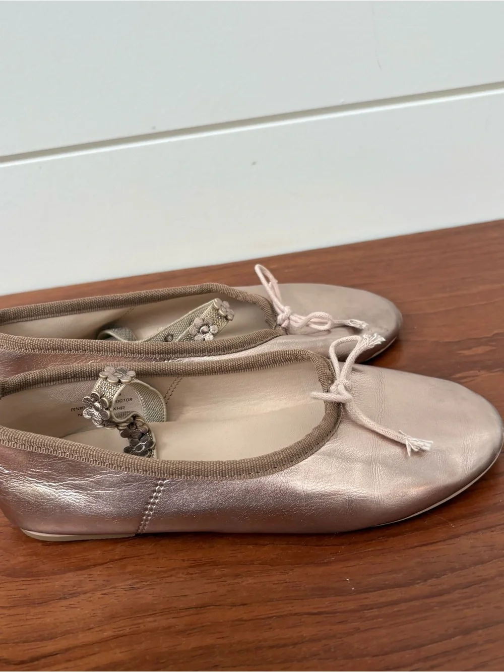 Noralee Kids Mocha Metallic Ballet Flats Dress Shoes Bow Formal Holiday Size 12